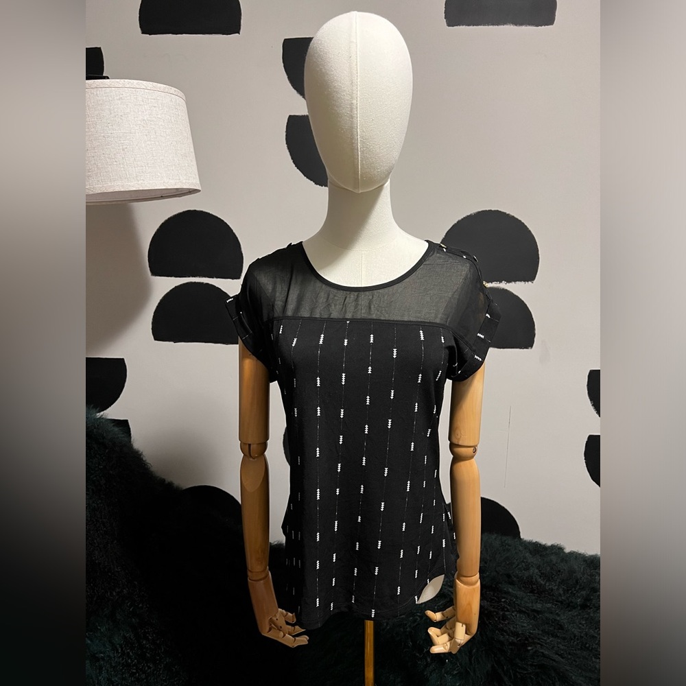 NWT Workshop Sheer Bottom Shoulder Blouse